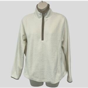 SJB Active Womens Fleece Sweatshirt Size Medium 1/2 Zip White / Cream Pullover